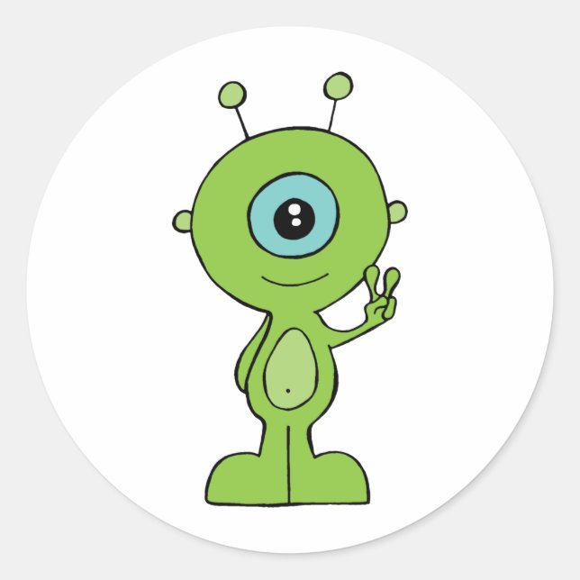 Cooles kleines alien runder aufkleber (Vorderseite)