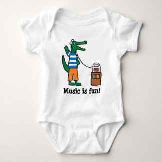 Cooles Krokodil hört Musik Baby Strampler