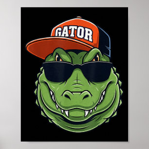Cooles Krokodil Tier Alligator Grafik Mit Kappe Un Poster