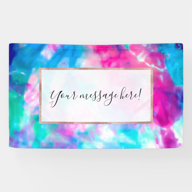 Cooles Künstlerisches Girl Lila Pink Blue Gefärbte Banner (Horizontal)