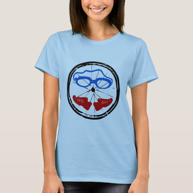 Cooles künstlerisches Logo des Triathlon T-Shirt (Vorderseite)