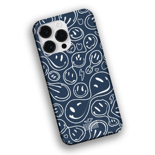 Cooles Lächeln Gesicht Melken Lächeln Muster blau  Case-Mate iPhone 14 Pro Max Hülle