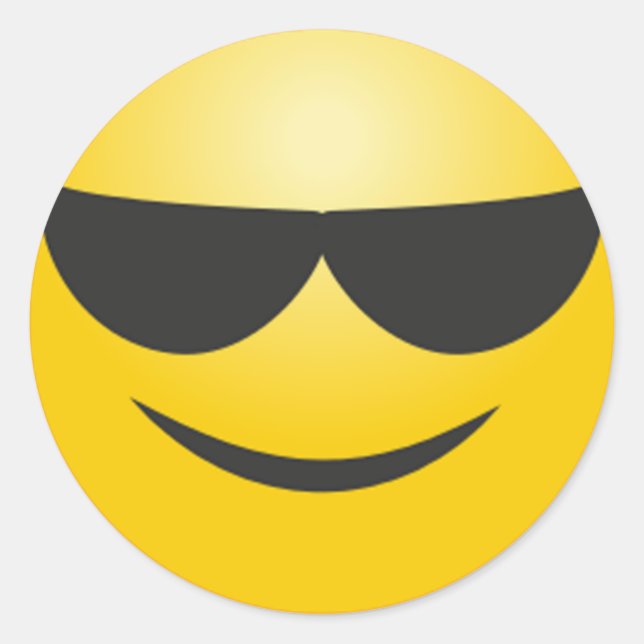 Cooles Lächeln mit Sonnenbrille lustige Emoji Runder Aufkleber (Vorderseite)