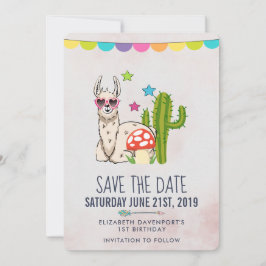 Cooles Lama in Herz-geformt Sonnenbrille Geburtsta Save The Date