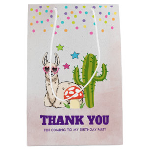 Cooles Lama in herzgeformte Sonnenbrille Danke Mittlere Geschenktüte