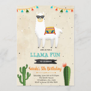 Cooles Lama-Jungenfiesta Geburtstagsdusche Einladung