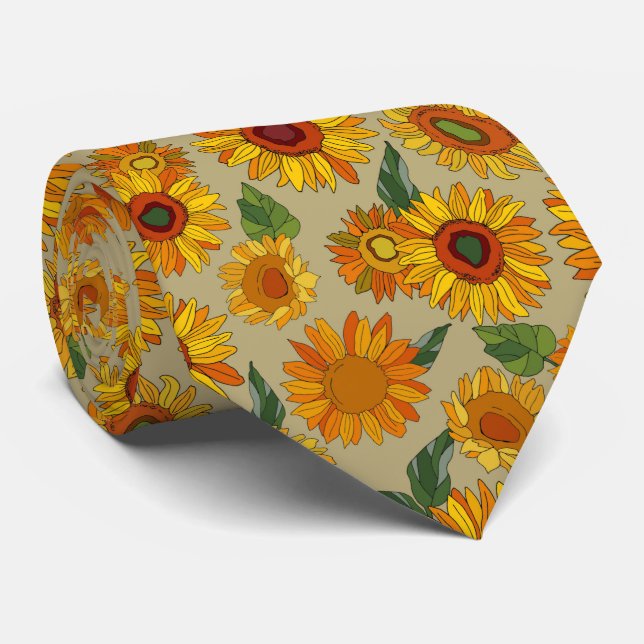 cooles Ländersonnenblumenmuster Krawatte (Gerollt)