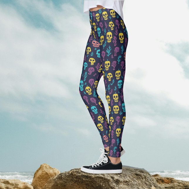 Cooles, leckeres Halloween-farbiges Skull-Muster-P Leggings (Von Creator hochgeladen)