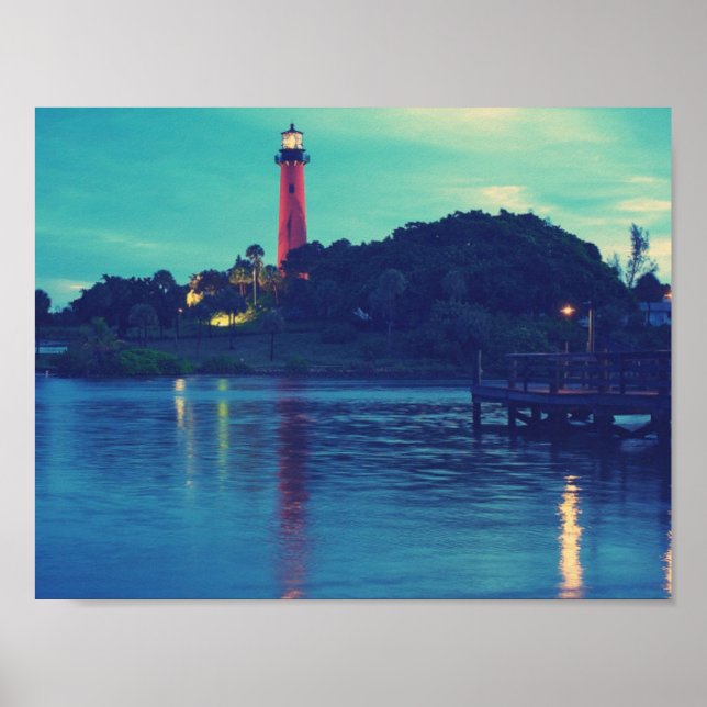 cooles Leuchtturm-Sonnenuntergang-Poster Poster (Vorne)