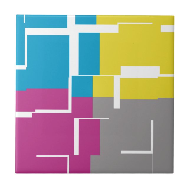 COOLES Lila blaues gelbes graues Muster Fliese (Vorderseite)