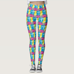 COOLES Lila blaues gelbes graues Muster Leggings