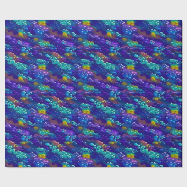 Cooles Lila blaues kosmisches Cloud-Muster Geschenkpapier (Saum)