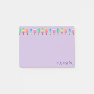 Cooles lila Popsicle-Muster zurück zu Schule Post-it Klebezettel