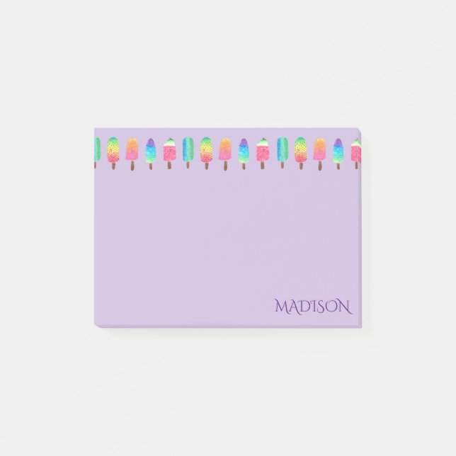 Cooles lila Popsicle-Muster zurück zu Schule Post-it Klebezettel (Vorderseite)