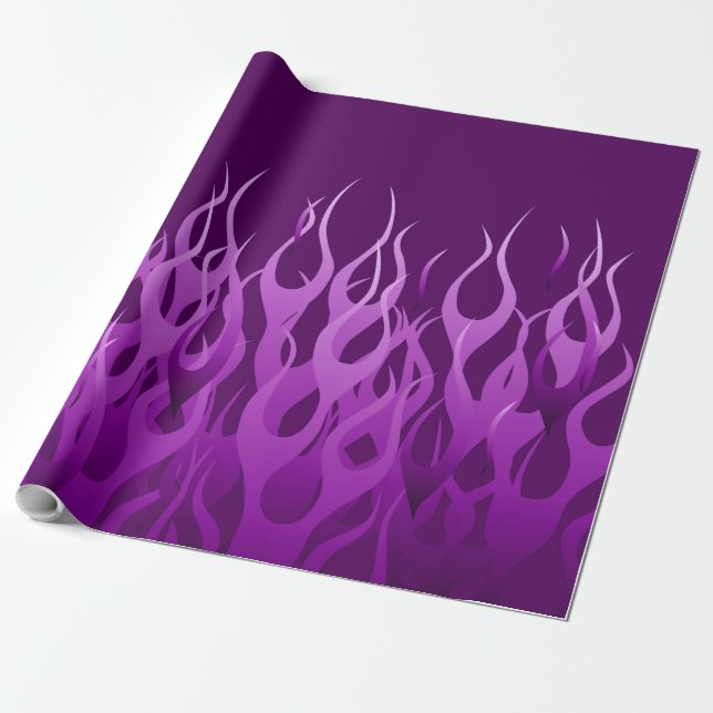 Cooles Lila Racing Flames Design Geschenkpapier (Ungerollt)