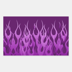 Cooles Lila Racing Flames Design Rechteckiger Aufkleber