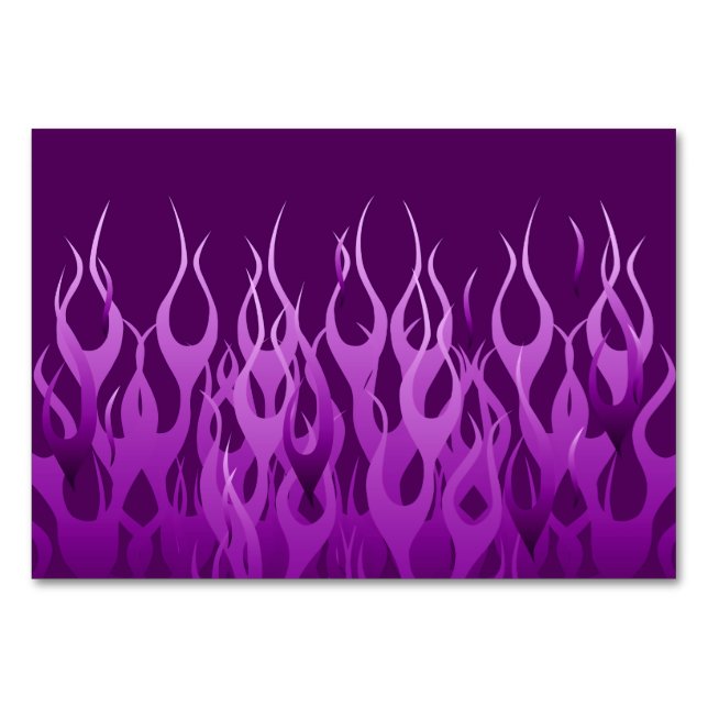 Cooles Lila Racing Flames Design Tischnummer (Vorderseite)