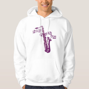 Cooles Lila Saxophon und Noten - Shirt