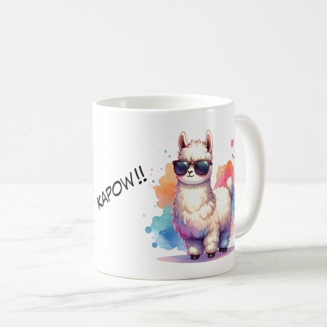 Cooles Llama mit Sonnenbrille  Kaffeetasse (VorderseiteRechts)