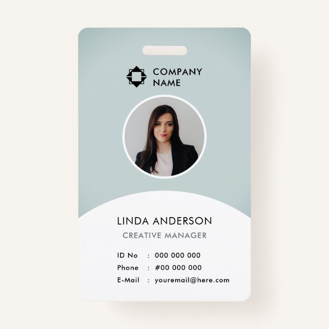 Cooles Logo von Blue White Employee Foto ID Compan Ausweis (Vorderseite)