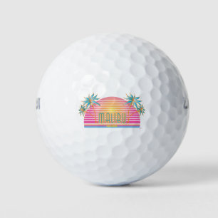 Cooles Logo von Malibu-CA-Sun Palm Trees Golfball
