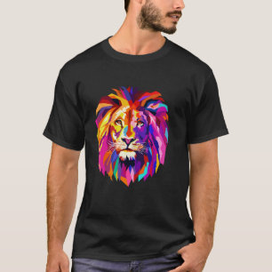 Cooles Löwenkopfdesign mit hellen Farben T-Shirt