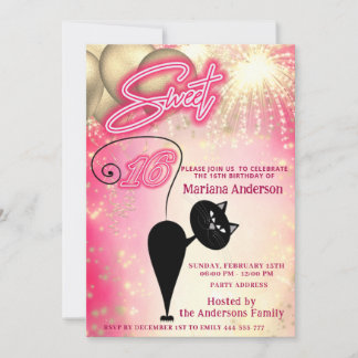 Cooles lustiges Katzenballon Feuerwerk Einladung