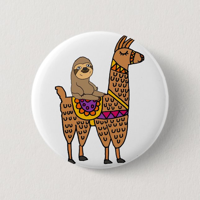 Cooles lustiges Sloth-Reitlama Button (Vorderseite)