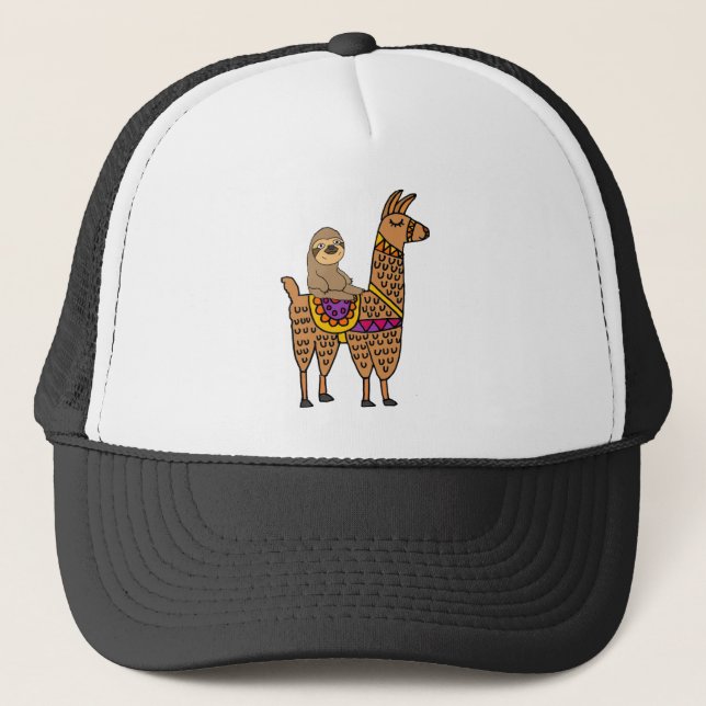 Cooles lustiges Sloth-Reitlama Truckerkappe (Vorderseite)