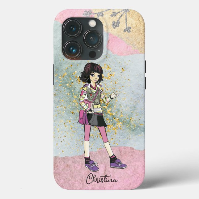 Cooles Mädchen mit dunklem Haarboldnamen Case-Mate iPhone Hülle (Rückseite)
