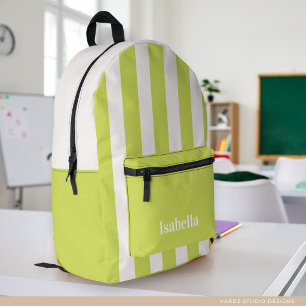 Cooles Mädchen-Rucksack mit grünen Streifen und Na Bedruckter Rucksack