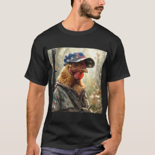Cooles MAGA-Hühnchen mit Gun Camouflage Cap Rooste T-Shirt
