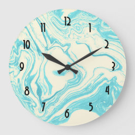 Cooles Marmordesign in Türkis und Creme Große Wanduhr