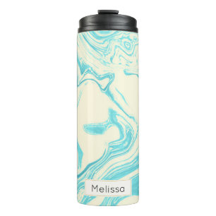 Cooles Marmordesign in Türkis und Creme Thermosbecher