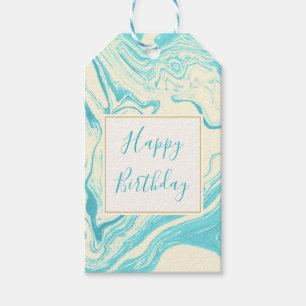 Cooles Marmordesign in Türkis und Creme zum Geburt Geschenkanhänger