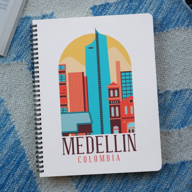 Cooles Medellin Kolumbien Vintages Stadtbild Notizblock (Cool Medellin Colombia Vintage Cityscape Notebook)