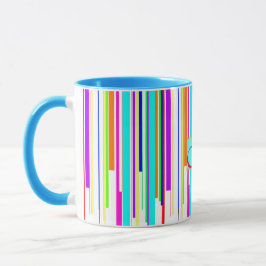Cooles "Mehrfarbenstreifen" Mustermonogramm Tasse