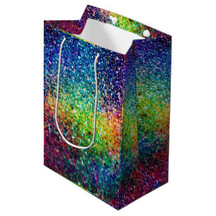 Cooles mehrfarbiges Retro-Glitzer & Glitzern Muste Mittlere Geschenktüte