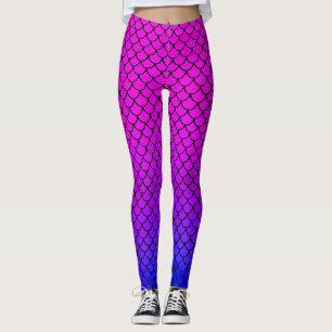 Cooles Mermaid Hot Pink Gradient Fish Scala Muster Leggings