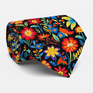 Cooles mexikanisches Fiesta-Blume-Fliesenmuster Krawatte