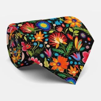 Cooles mexikanisches Fiesta-Blume-Fliesenmuster Krawatte