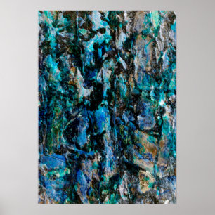 Cooles, modernes, blaues Lackdesign für alte Wandg Poster