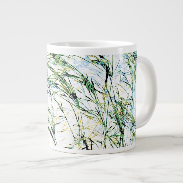 Cooles modernes Blumenmuster Blume Design Jumbo-Tasse (Vorderseite Rechts)