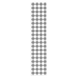 Cooles, modernes Boho Schwarz-Weiß-Muster Rhombus Kurzer Tischläufer