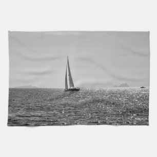Cooles modernes Foto von Segelbooten im Sommer Geschirrtuch