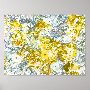 Cooles, modernes, gelbgraues romantisches Blume-Mu Poster