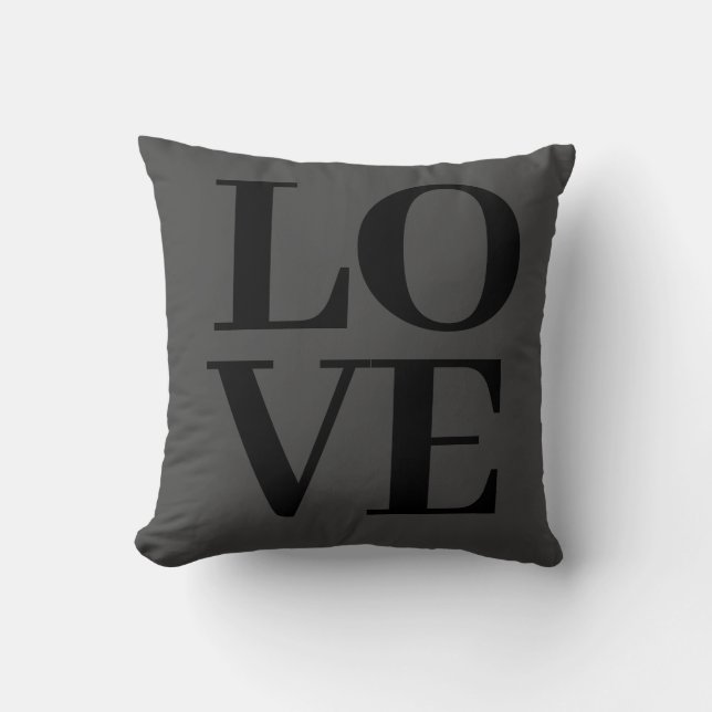 Cooles modernes graues Schwarz-Liebe-Kissen Kissen (Vorderseite)