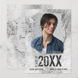 Cooles modernes Grunge Doppelseitiges Foto Graduat Ankündigung