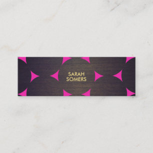 Cooles, modernes Muster aus Holz und rosa Kreisläu Mini Visitenkarte