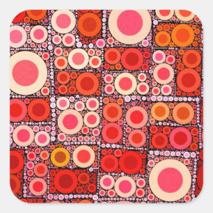 Cooles, modernes Orangenrot - Mosaikfliesen Quadratischer Aufkleber